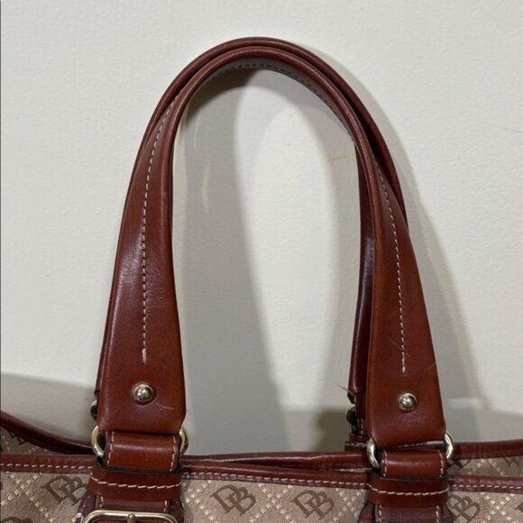 Vintage Dooney & Bourke Monogram Chiara Tote Bag Purse Brown - Picture 3 of 16